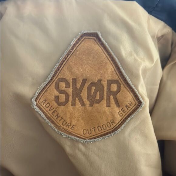 Vintage 1970’s SKOR Tan and Blue Hooded Jacket L - Picture 2 of 9
